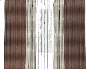 现代窗帘,垂帘su草图模型下载