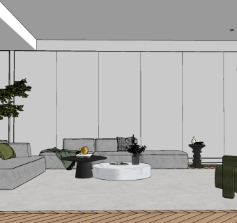 现代客餐厅su草图模型下载