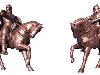 23古代古罗马青铜铜艺骑马士兵，人物雕塑雕像su草图...