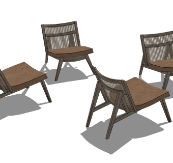 01侘寂风户外藤编休闲椅su草图模型下载