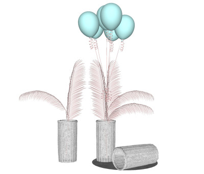04现代羽毛花瓶插花su草图模型下载