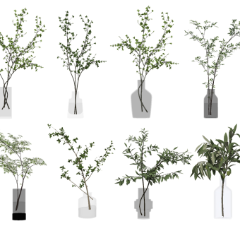 15现代玻璃花瓶，花艺插花su草图模型下载