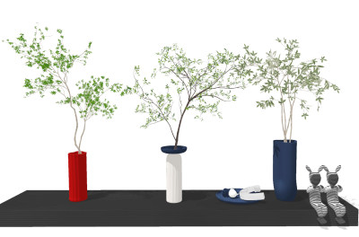 29现代树枝花瓶插花su草图模型下载