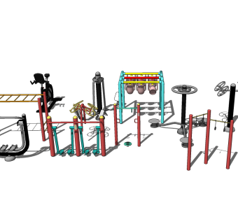户外健身器材，小区健身器材su草图模型下载