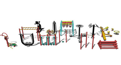 户外健身器材，小区健身器材su草图模型下载