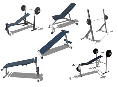 现代健身器材，健身房su草图模型下载