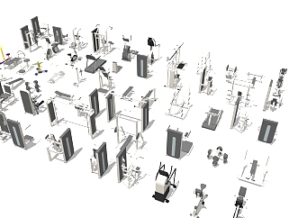 6现代健身运动器材器械，<em>跑步</em>机su草图模型下载