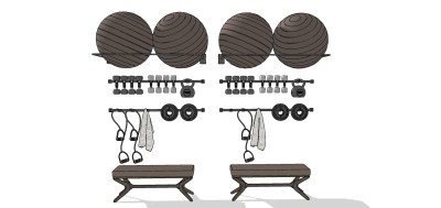 现代健身器材，器械，哑铃su草图模型下载