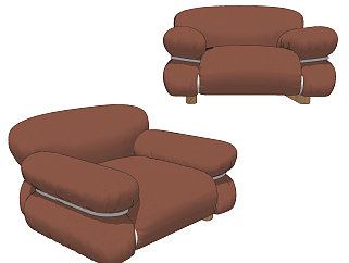 意大利 tacchini sesann 现代单人沙发su草图模型下载