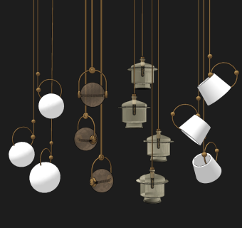 现代玻璃小吊灯su草图模型下载