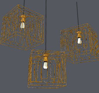 现代铁艺吊灯,su草图模型下载