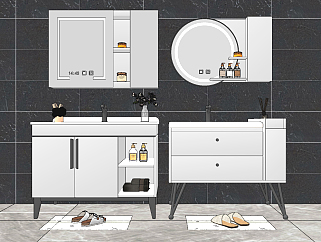 现代浴室柜组su草图模型下载