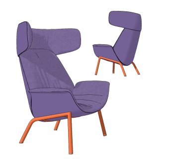 现代布艺休闲椅su草图模型下载