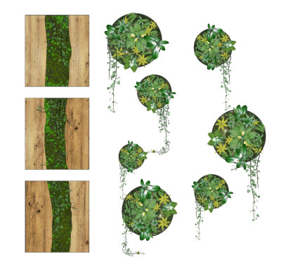 现代植物墙饰su草图模型下载
