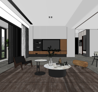 现代客餐厅,su草图模型下载