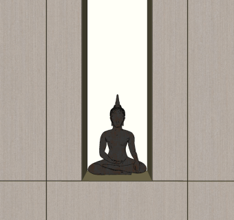 新中式雕塑,佛像,su草图模型下载