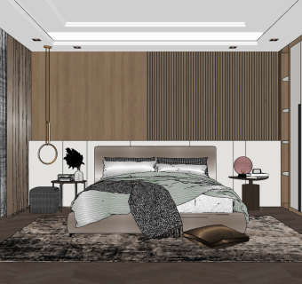 现代卧室su草图模型下载