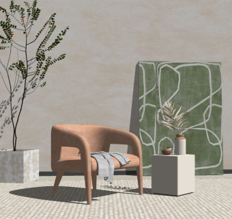 侘寂休闲椅su草图模型下载