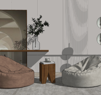 现代懒人沙发，su草图模型下载