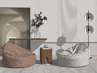 现代懒人沙发，su草图模型下载