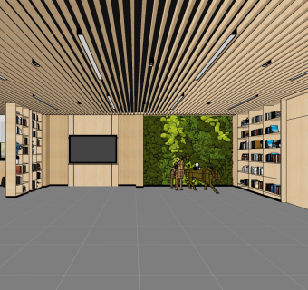 现代书吧,阅览室,su草图模型下载