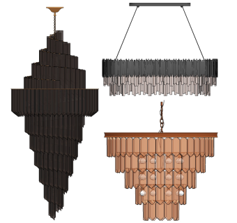 现代大型水晶吊灯su草图模型下载