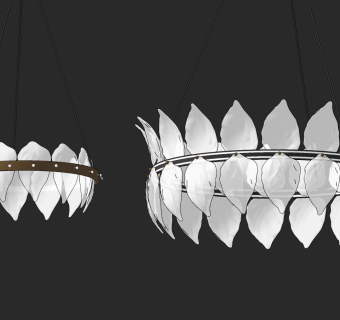 现代花瓣轻奢吊灯su草图模型下载