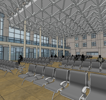 现代客运站,车站,候车厅su草图模型下载