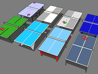 现代乒乓球桌su草图模型下载