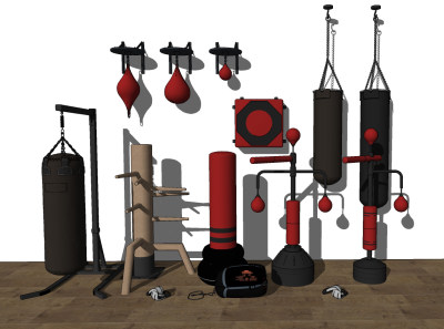 现代拳击沙包沙袋训练道具，健身器材器械su草图模型下载