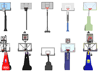 现代篮球架，篮球框su草图模型下载