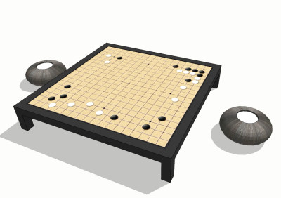 新中式棋盘围棋五子棋su草图模型下载