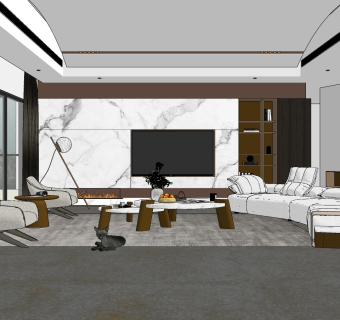 现代时尚客厅su草图模型下载