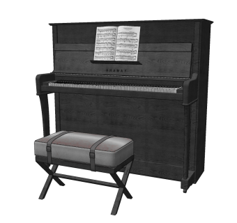 现代钢琴,乐器,钢琴su草图模型下载