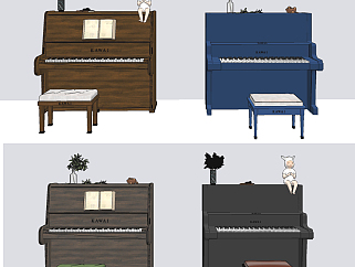 现代钢琴,乐器su草图模型下载