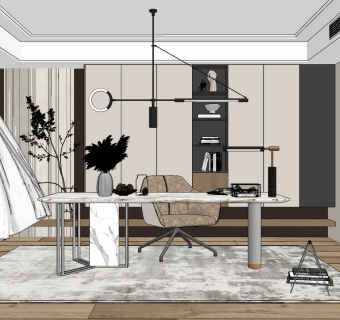 现代书房,su草图模型下载