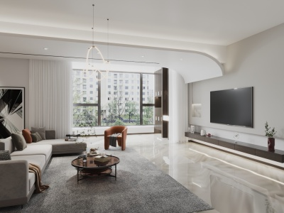 现代客厅su草图模型下载