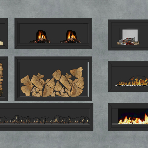 现代电子壁炉，劈柴，柴火su草图模型下载