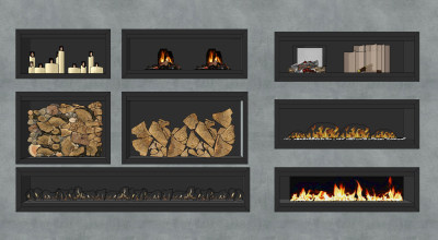 现代电子壁炉，劈柴，柴火su草图模型下载