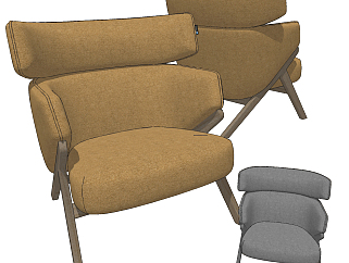 现代扶手椅，休闲椅su草图模型下载