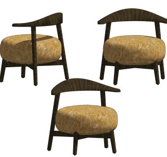 现代毛绒单椅，椅子su草图模型下载