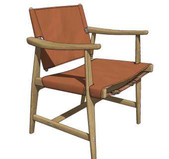 现代休闲椅单椅su草图模型下载