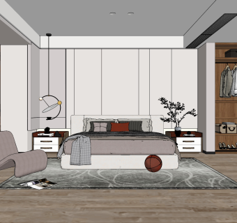 现代轻奢卧室su草图模型下载