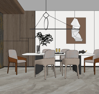 现代餐厅su草图模型下载