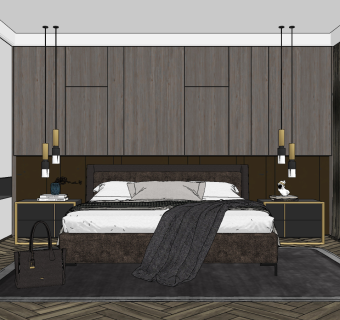 现代主卧su草图模型下载