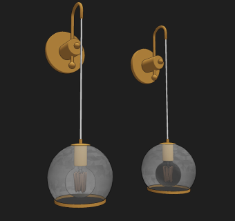 现代轻奢玻璃壁灯su草图模型下载