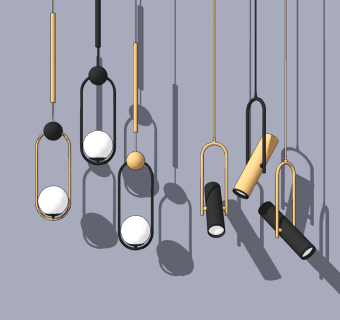 现代轻奢吊灯,su草图模型下载