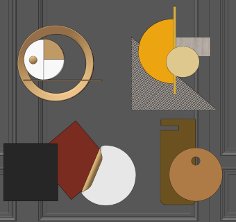 现代墙饰立体画,su草图模型下载