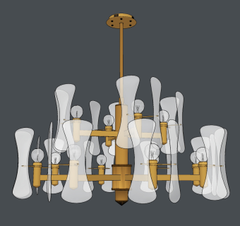 现代轻奢吊灯su草图模型下载