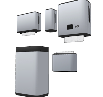 现代卫生间用品纸巾盒,抽纸盒垃圾桶 su草图模型下载